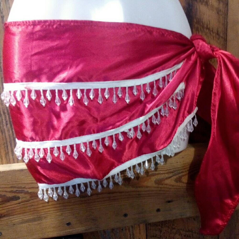 Red Belly Dance Hip Scarf